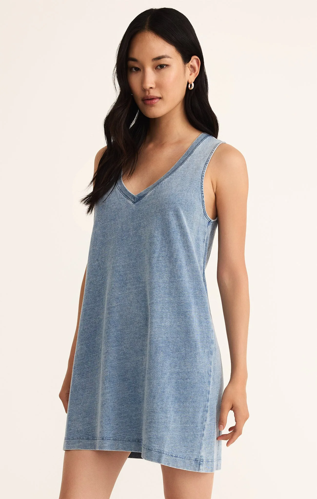 The Sloane V-Neck Knit Denim Dress