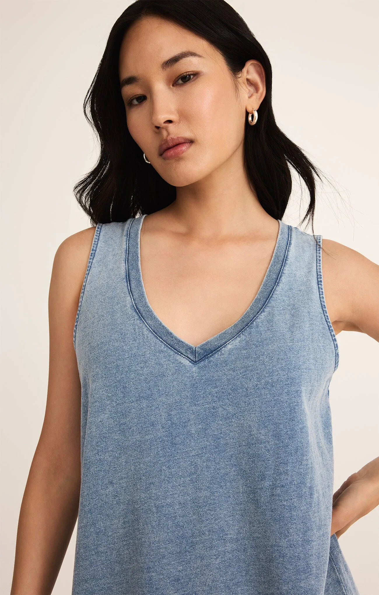 The Sloane V-Neck Knit Denim Dress