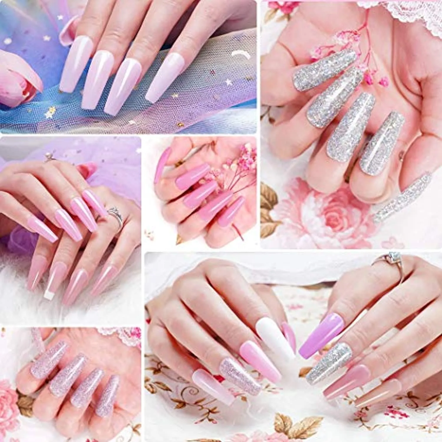 wakaniya Nail Dip Powder Kit-43Pcs Dipping Powder Kit Starter Set Glitter and Sparkle Nail Powders with Liquid Set and Nail Tools