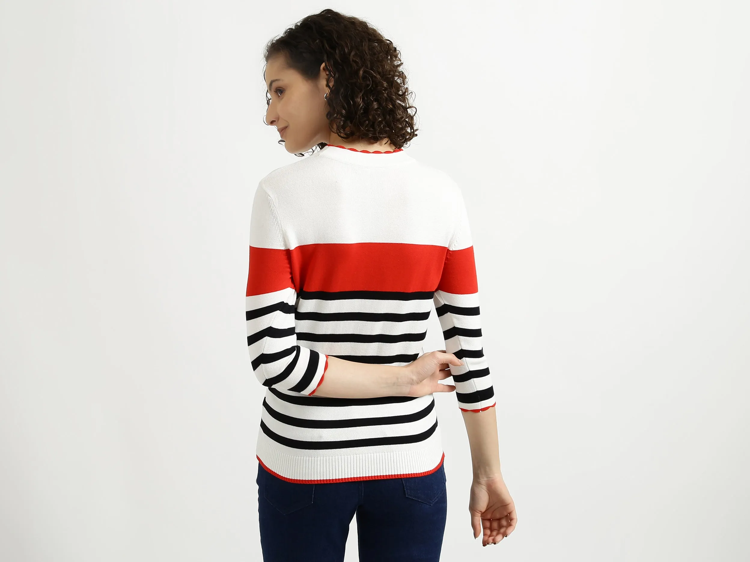 White Striped Sweater
