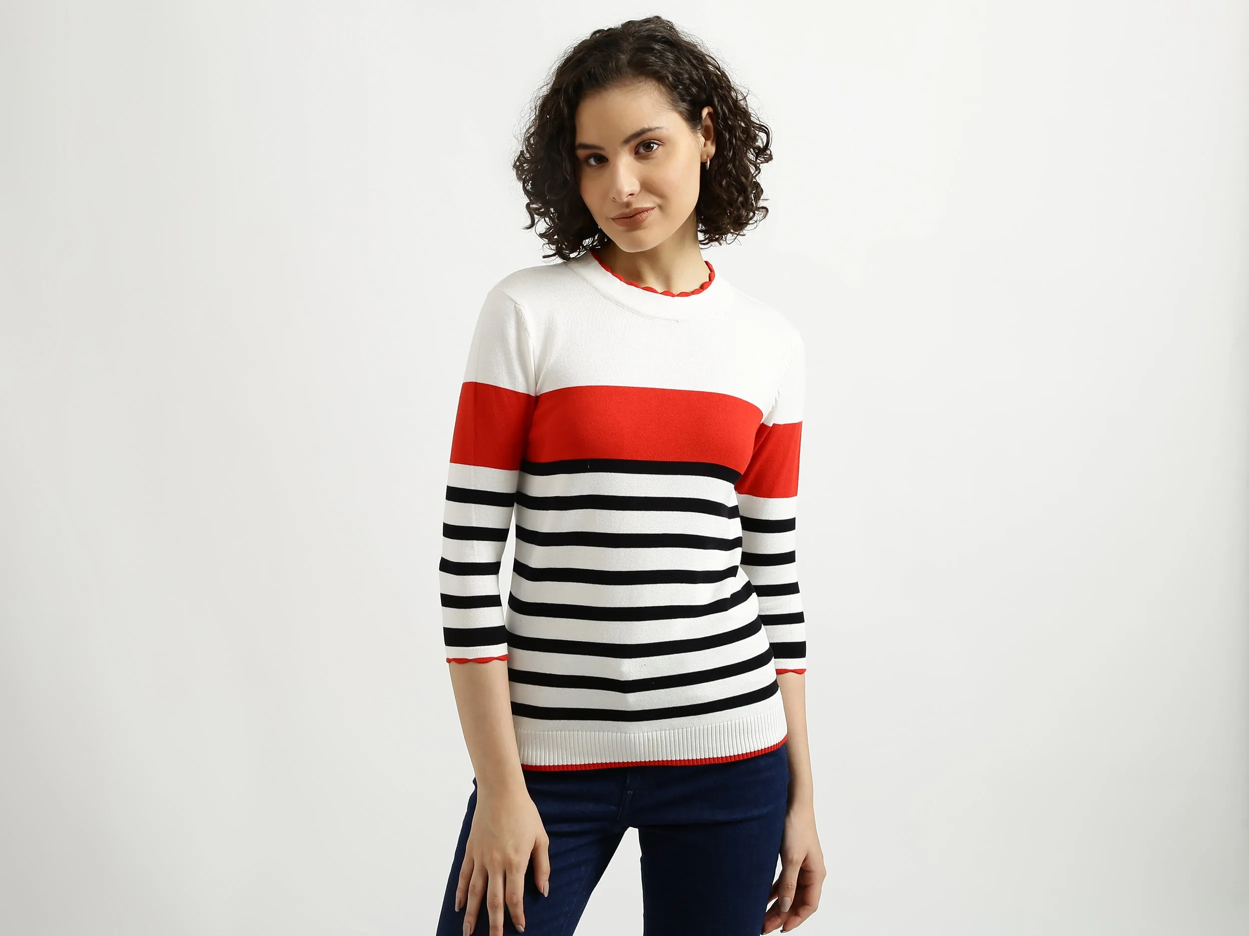 White Striped Sweater