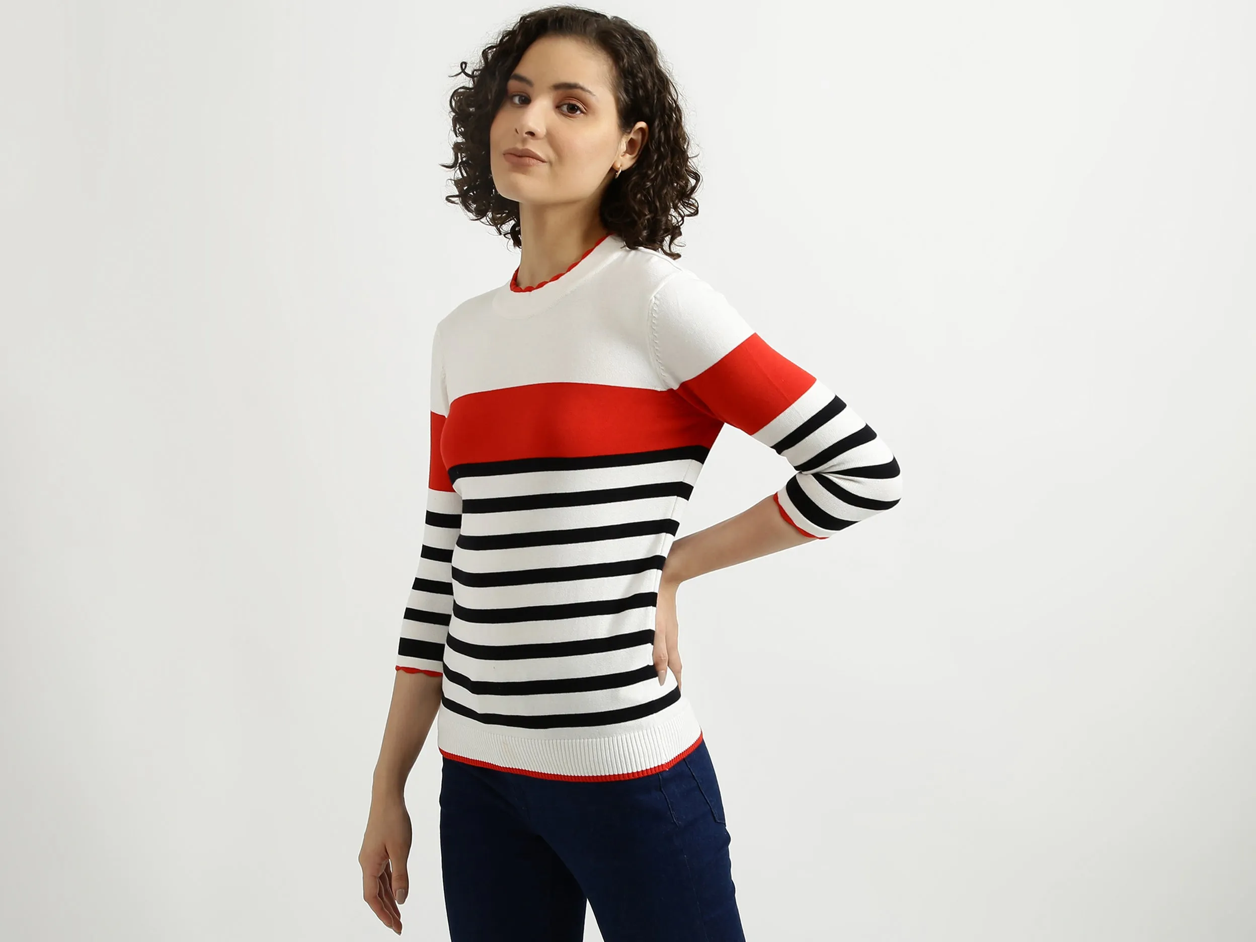 White Striped Sweater