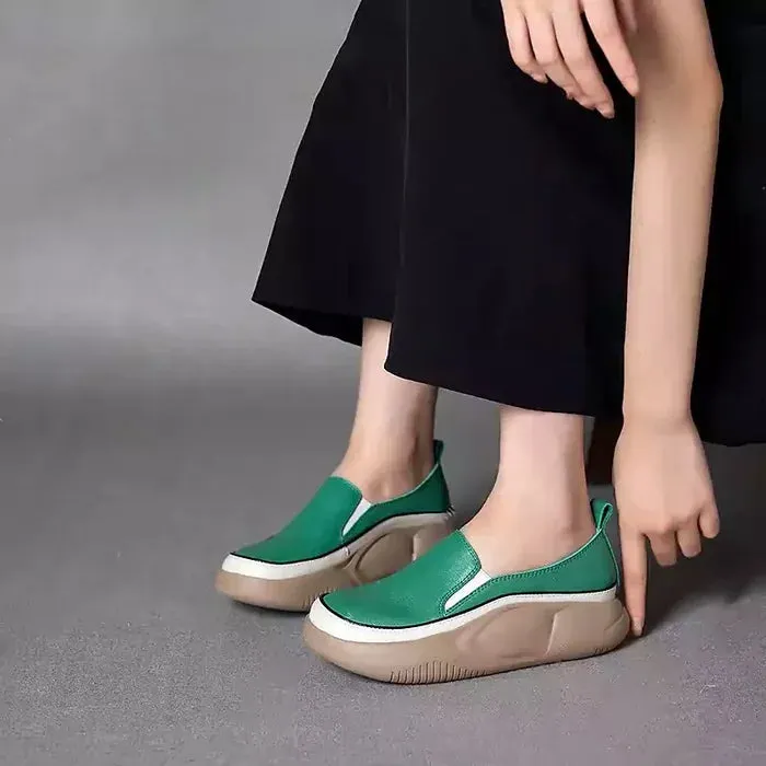 Women Fashion Platform Loafers , Orthopedic Breathable Soft Sole Shoes