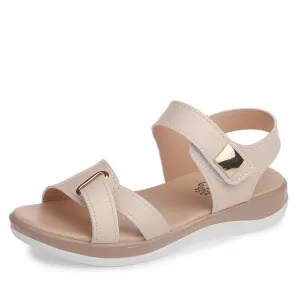 Women Sandals platform heel Leather hook loop metal Soft comfortable Wedge shoes